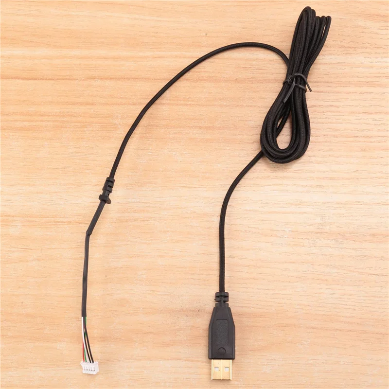 AEE7-Usb Cable Mice Line For Razer Deathadder 2013 Approx. 2.1M 5 Wires 5 Pins Black Gold Plated Replacement Gaming Mouse