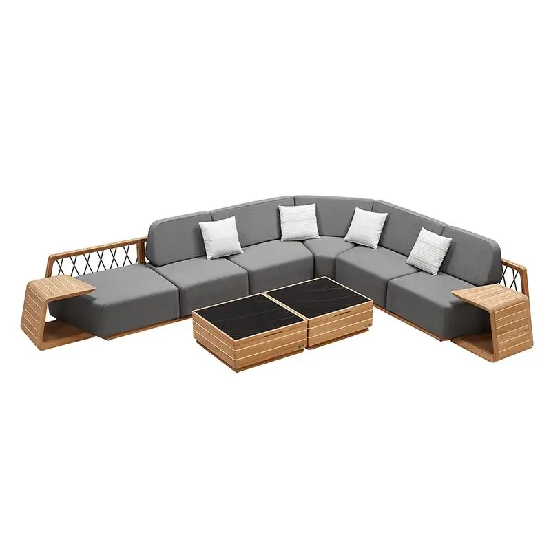 

Teak outdoor sofa rain and sun protection coffee table furniture combination
