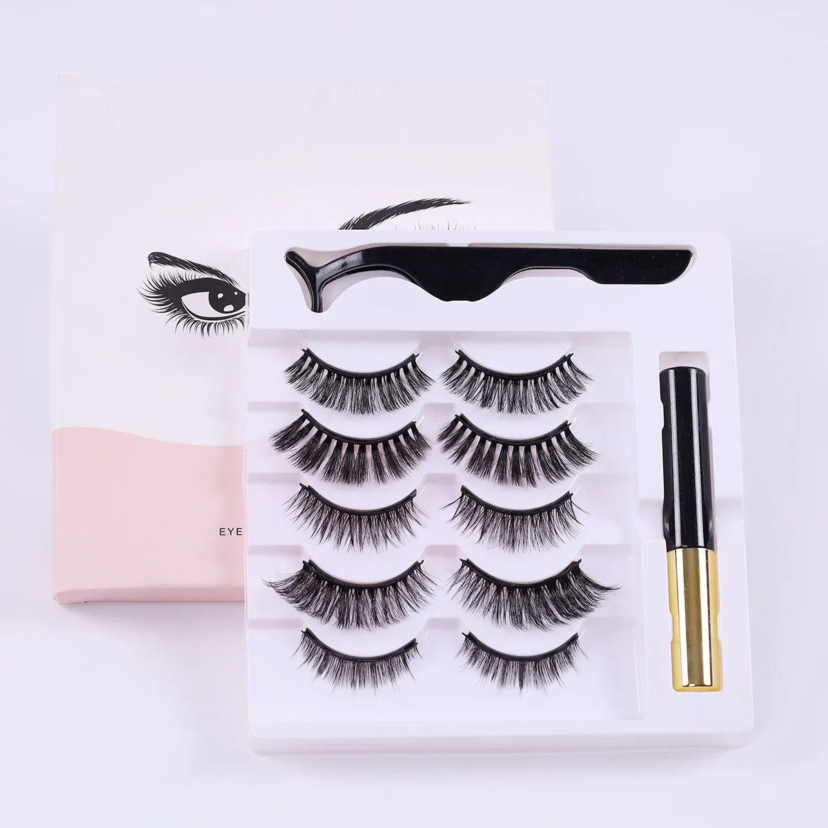 5 pares de kit de pestañas magnéticas: fácil de usar, sin necesidad de pegamento, usando la última tecnología de seis imanes para pestañas postizas 3D 5D