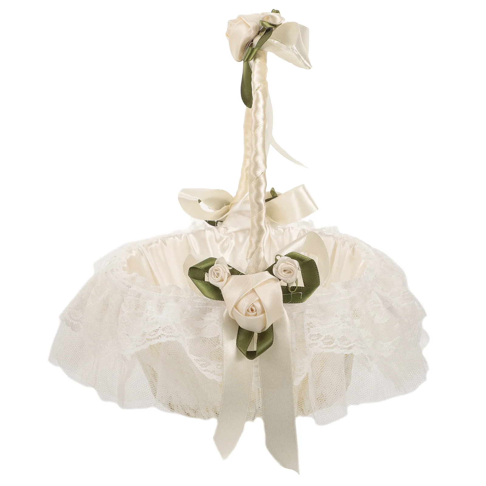 سلال فتاة الزهور لحفلات الزفاف رومانسية من الدانتيل والساتان مع سلة زفاف من حجر الراين لأحداث مأدبة التخرج الممر #6