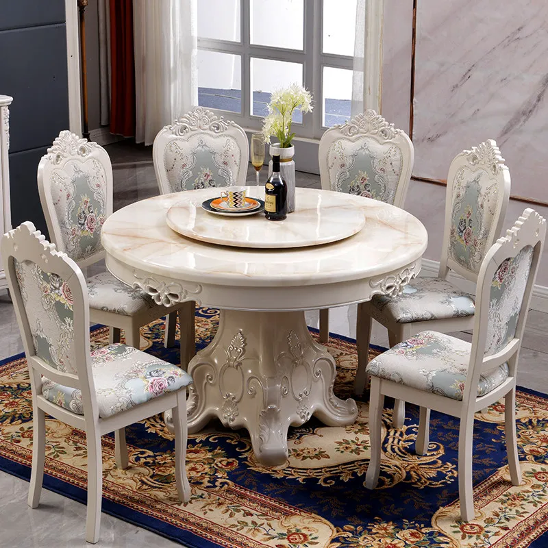 Beige Marble Dining Tables Designer Rotating Nordic Luxury Kitchen Tables Italian Design Modern Mesas De Comedor Furniture Home