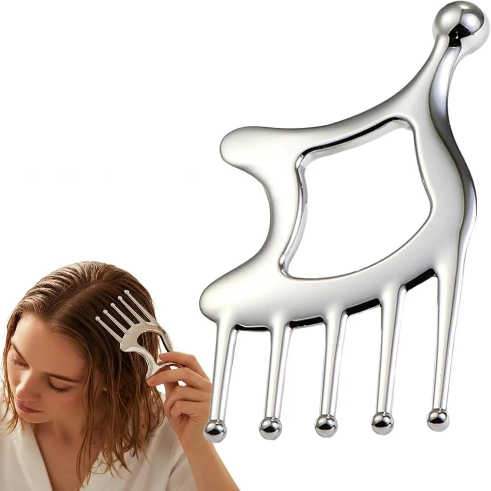 

5 in 1 Metal Gua Sha Facial Tools Head Massage Comb Scalp Guasha Massager Point Tool Deep Relaxation Relieving Home SPA