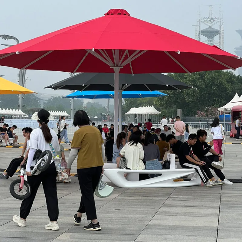 & Outdoor Commercial Beach Resort 7-Meter Extra-Large Imperial Center-Post Aluminum Alloy Electric-Powered Starry-Sky Umbrella O