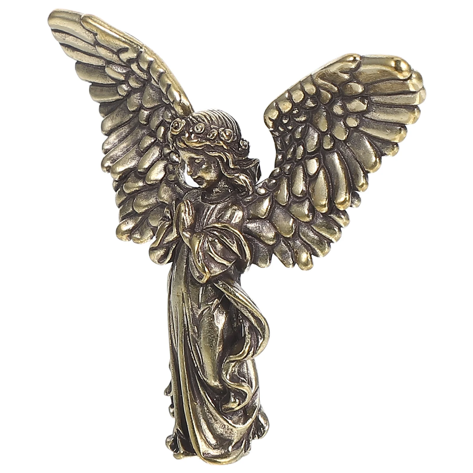 

Brass Angel Miniature Statue Guardian Wings Decorative Sculpture for Home Office Desk Bookshelf Interior Christmas