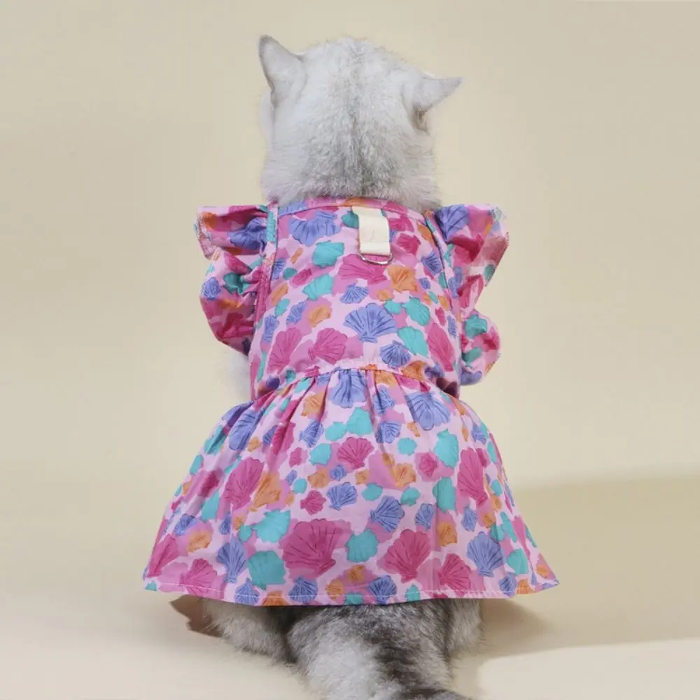 

Comfortable Cotton Cat Ruffle Dress Spring Summer Sleeveless Pet Dress Breathable Comfortable Puppy Princess Skirt Cats
