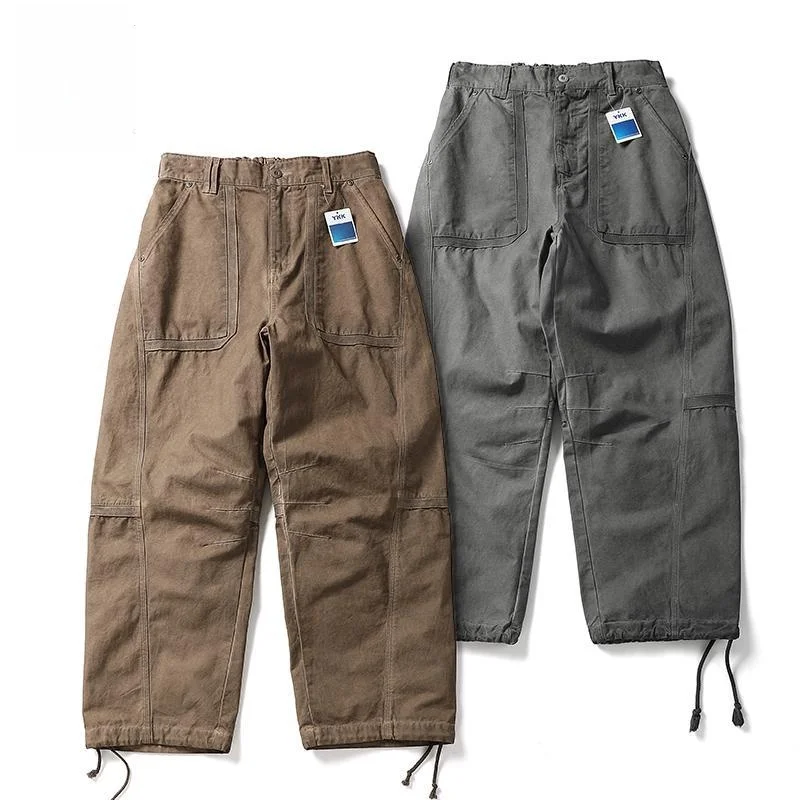 

Плотные хлопковые рабочие брюки прямого кроя для мужчин и женщин, весна-осень, винтажные, свободные, широкие штанины