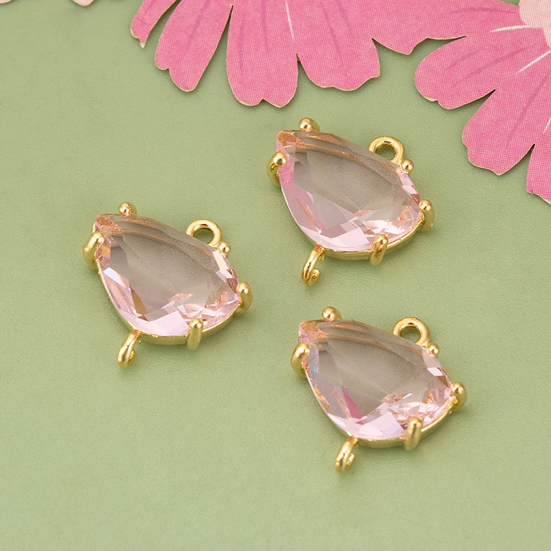 assoonas,ME92,Schmuckzubehör,18k Gold rhodiniert,Kupfer,Glas,handgefertigt,Charms,DIY-Anhänger,Schmuckherstellung,6 Stück/Lot – Detail 4