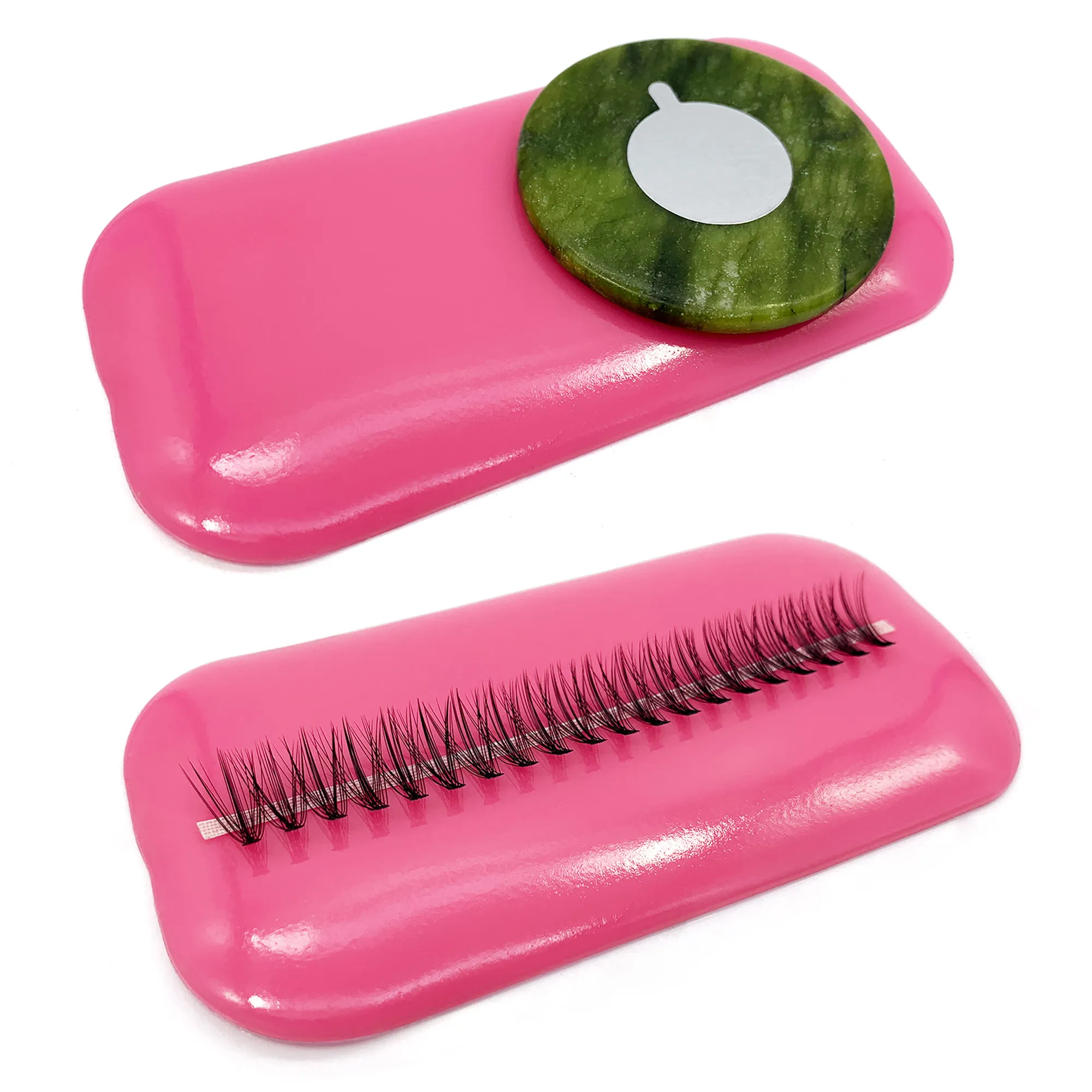 Wimpernverlängerungs-Stirn-Aufkleber-Pad aus Silikon, Rosa Transparent, Wimpern-Transplantations-Tablett, Ständer, Palette, Halter, Make-up-Werkzeuge