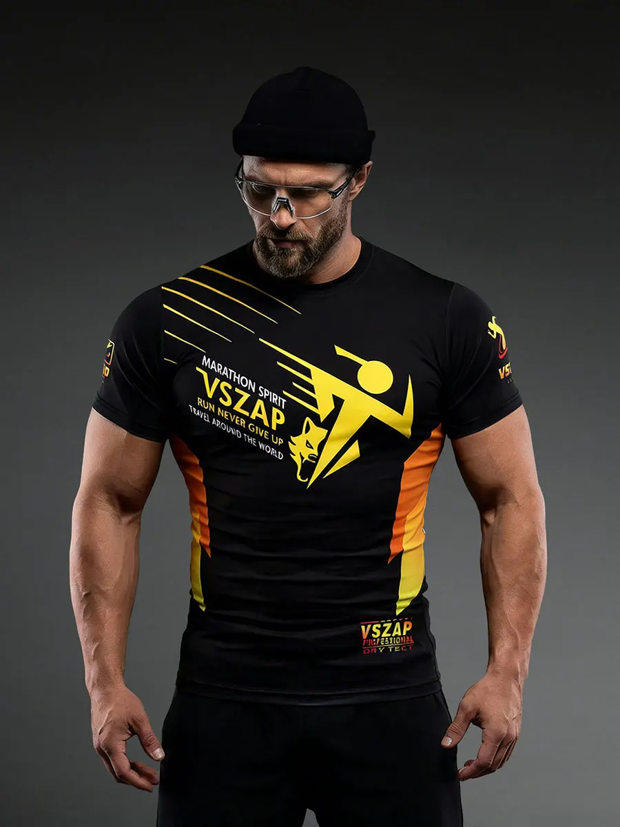 VSZAP Men's 3D Digital Print Quick Dry Sports Short Sleeve T-Shirt for MMA Jujutsu Muay Thai