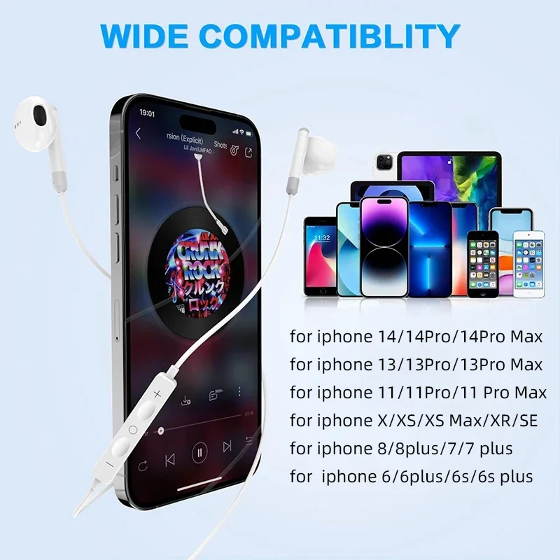 For Apple Headphones For iPhone 14 Wired Bluetooth Earphones 13 12 11 Pro Max SE X 7 8 Plus 3.5mm In-Ear Stereo Earbuds