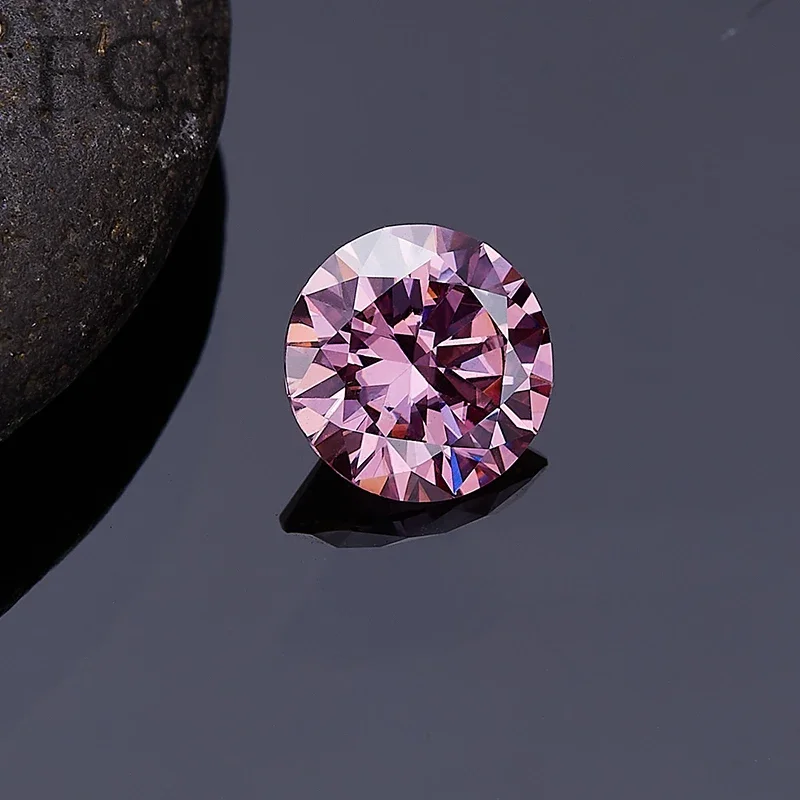 FGJ Sakura Pink 0,5–3 ct echte lose Moissanit-Beschichtung, Rundschliff, 8 Herzen und 8 Pfeile, ausgezeichneter Schliff, VVS1 für die Schmuckherstellung, Perlen