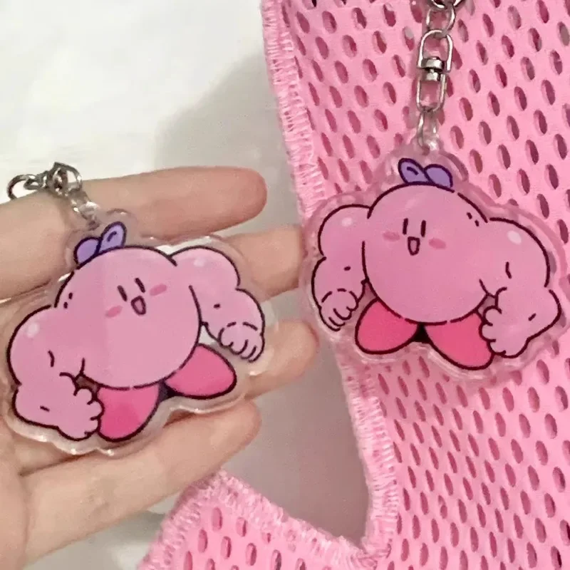 

Funny Muscle Kirby Modeling Pendant Girls Acrylic Keychain Game Peripheral Star Kirbys Muscle-man Japanese Anime Birthday Gifts