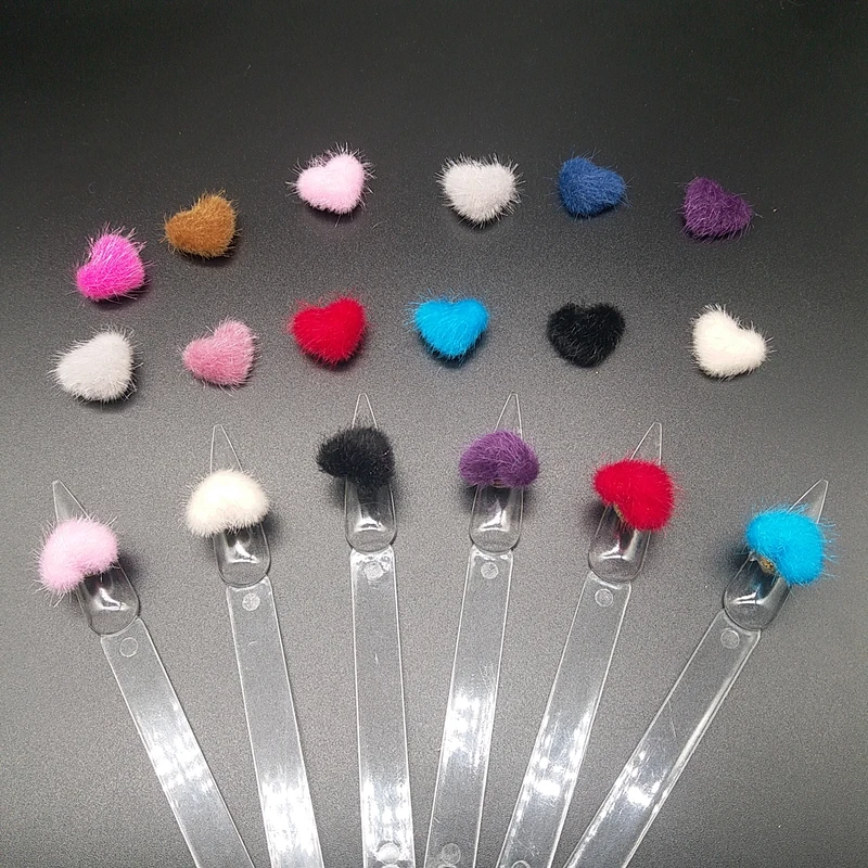 5pcs Cute Detachable Heart  Plush Pompoms For Nail Art Charms 3D Charm  Magnets PomPom Kawaii Nail Art Fluffy   Decorations