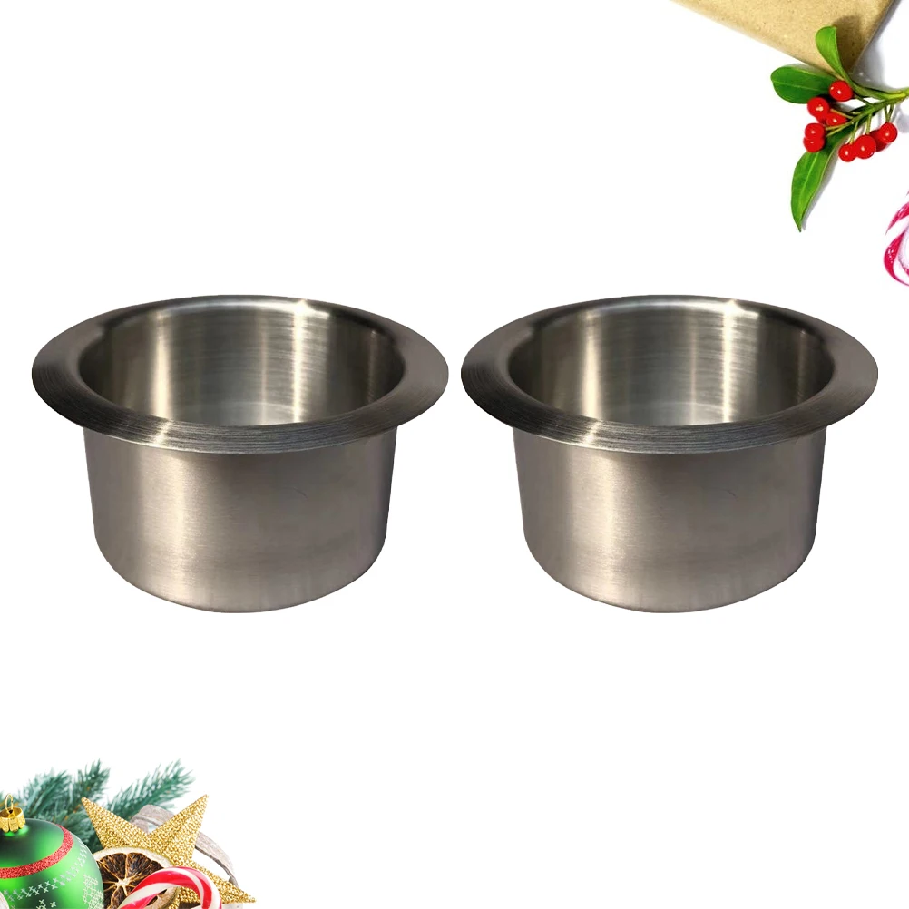 

2 PCS Stainless Steel Coaster Water Cup Holder for Car Home Metal Ashtray