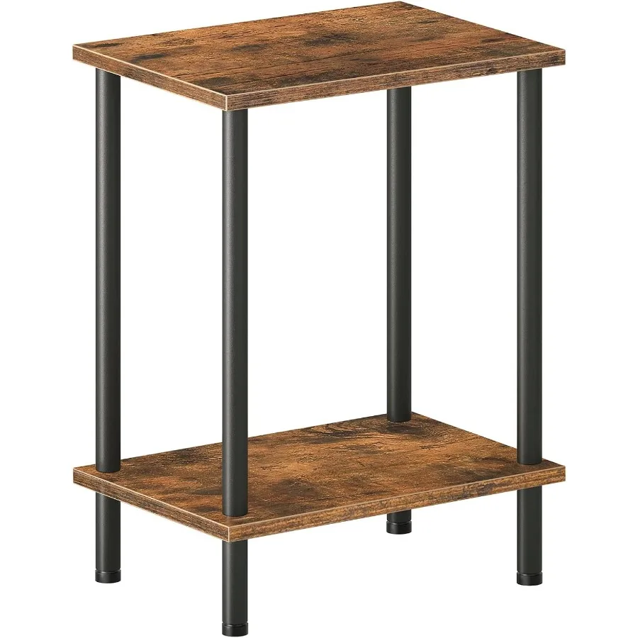 

End Table Small Side Table Nightstand with 2Layer Storage Shelves Sofa Table for Small Spaces Living Room Bedroom Stable Frame