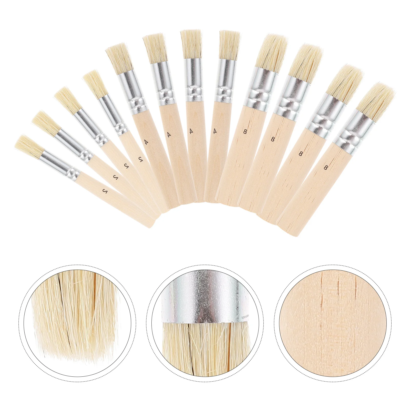 

4Sets Watercolor Painting Brush Set Wood Handle Bristle Stencil Oil Acrylic Template Brushes for Artists Stencil