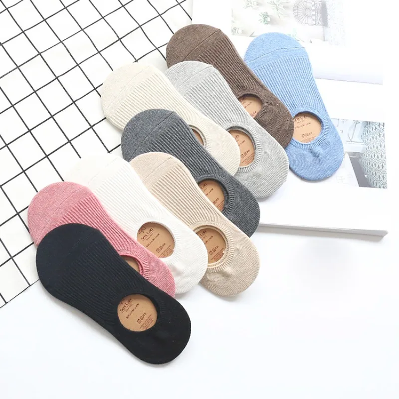 

1/9 pairs Spring summer new casual comfort boat socks solid color anti slip women's socks simple shallow mouth invisible socks