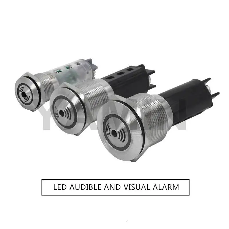 Luz indicadora da campainha do metal do aço inoxidável, luz do flash do diodo emissor de luz, alarme do assaltante, terminal do parafuso, 12 V, 24 V, 220 V, 380V, 16mm, 19mm, 22mm