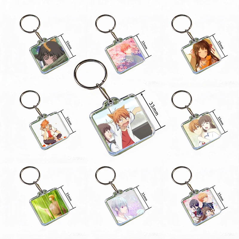 F-Fruits Basket Acrylic Keychain Handmade Hanging Ornaments for Clothes Backpack Decoration Accessories Gifts with Friends