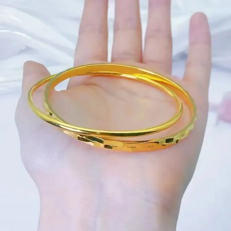 Viora Jewelry Women's 24K Gold AU999 Interlocking Rings Bracelet with Stylish Luxury | Vine-wrapped rings , daily elegant