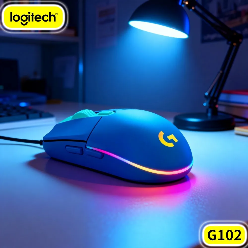 Logitech G102 Prodigy Gaming Mouse,Natural Finger Rest On Curved Side Panels Eases Long Time Operation Fatigue