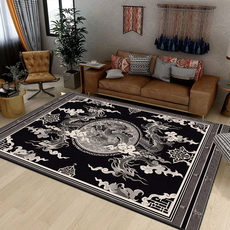 Chinese Style RUG FOR LIVE ROOM Dragon Pattern Luxury Carpet Washable Large Size Home Decor Floor Mats Easy Clean Non-slip Rugs