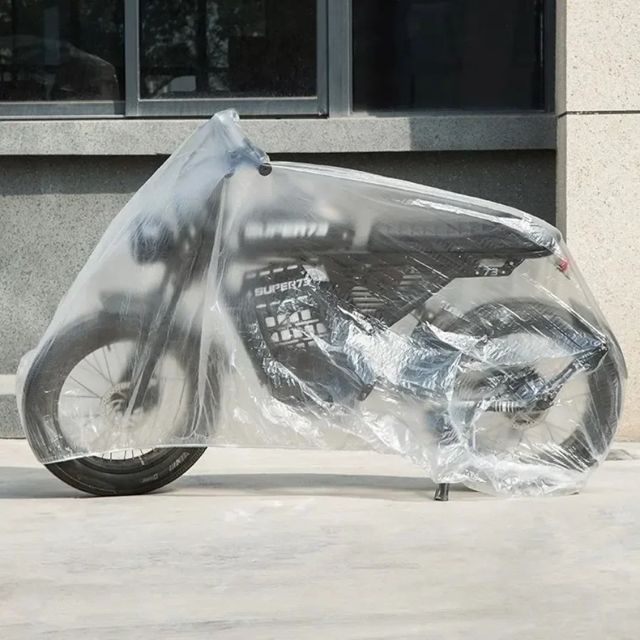 

10PCS Disposable Rainproof Cover for Motorcycle/EV/Bicycle | Thick Transparent Plastic Dust-Proof Protector | Universal Fit