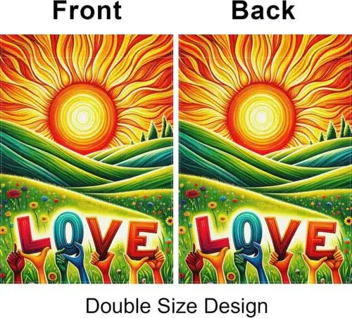 Love Sunset Garden Flag, Double Sided Sun Love Yard Flag 12.5X18 for House Outdo