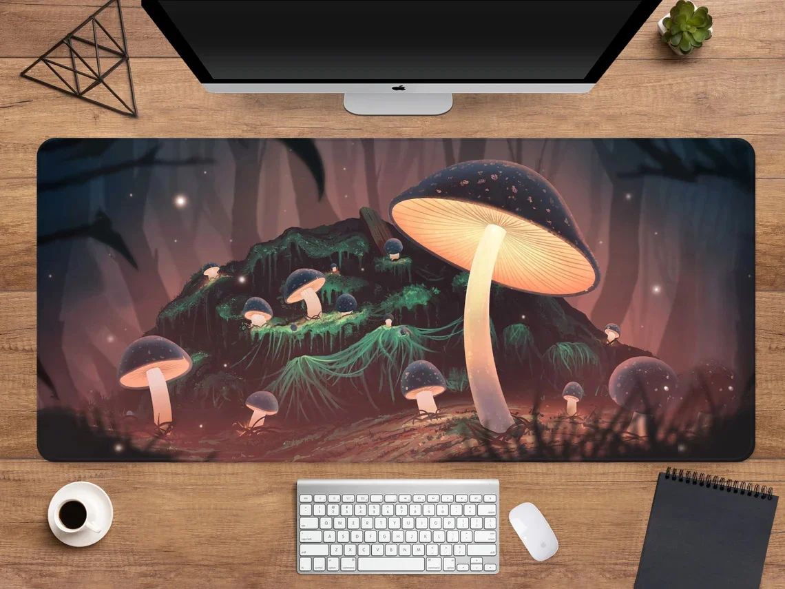 

Plant Mouse Pad Cottagecore Purple Magic Mushroom Pattern Large Mousepad Cute Desk Mat Gift for Gamers Extended Keyboard Pads