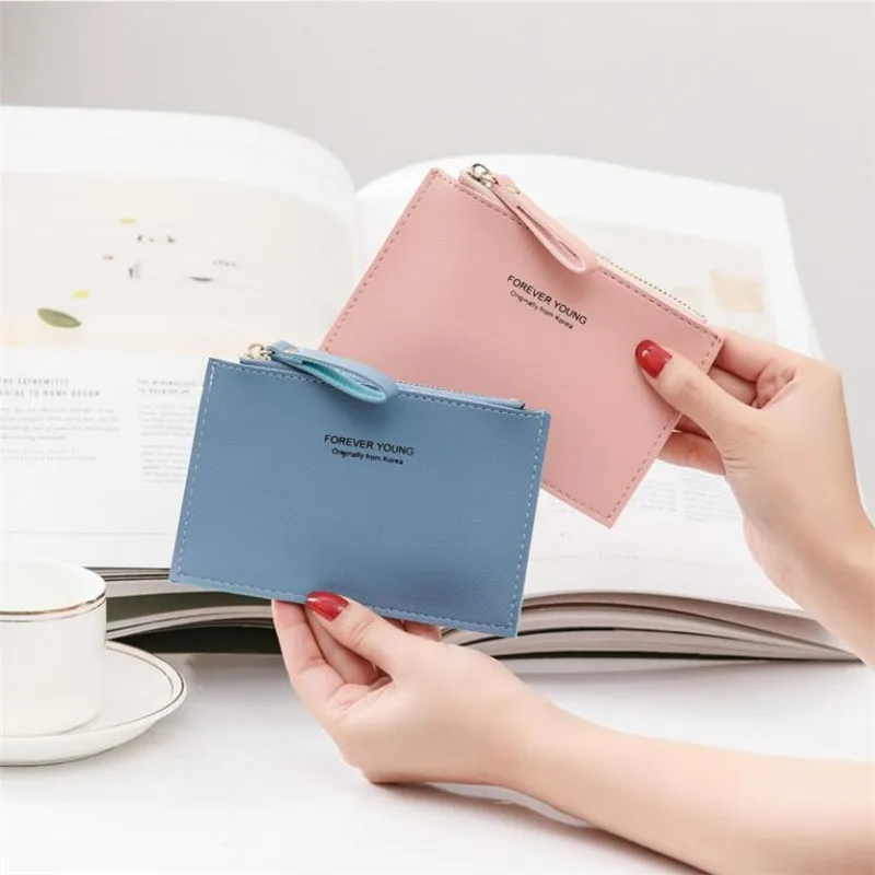 New Women Wallets Zipper PU Leather Coin Purse Mini Key Chain Small Wallet Multi-card Bit Card Holder Card Holder