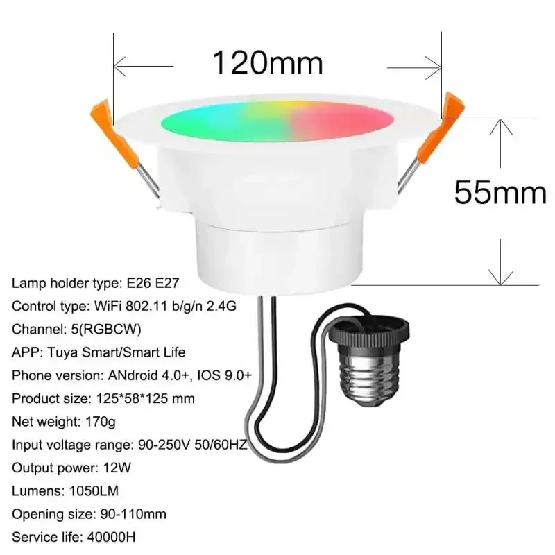 4-inch Smart WiFi LED Recessed Lighting, RGB Color Changing LED Downlight, Compatible with Alexa and Home Assistant