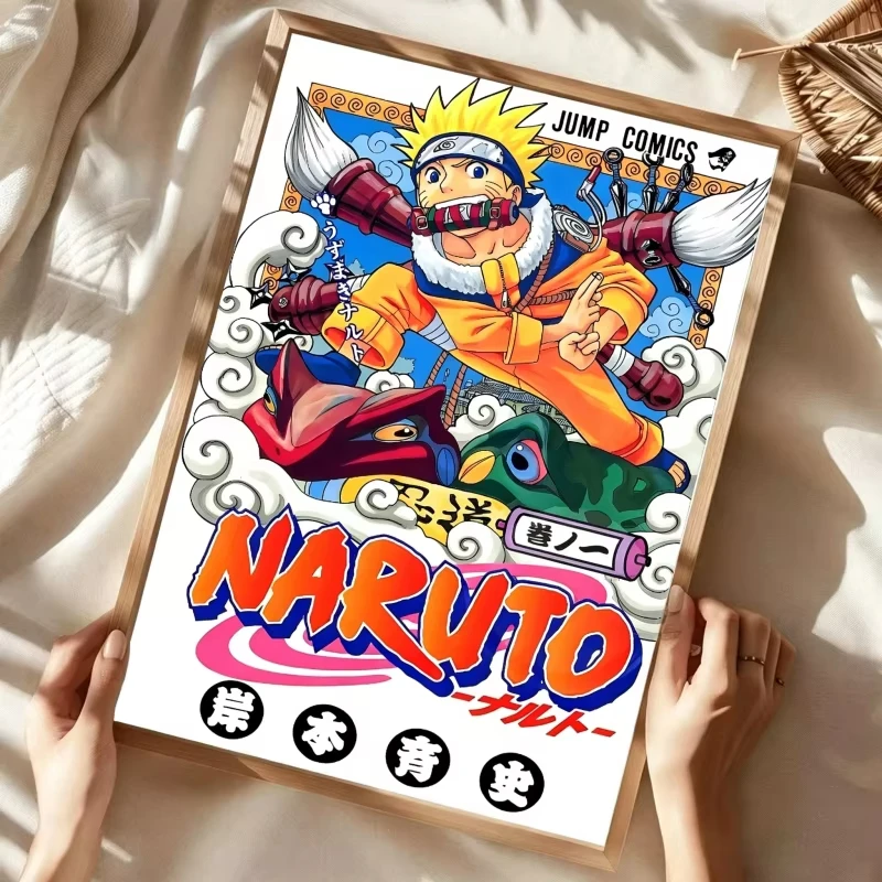 N-Naruto Anime Hot Blood Ninja Magazin-Cover Poster Leinwandgemälde für Zuhause Wohnzimmer Schlafzimmer Bar Café Wandkunst Dekoration – Detail 13