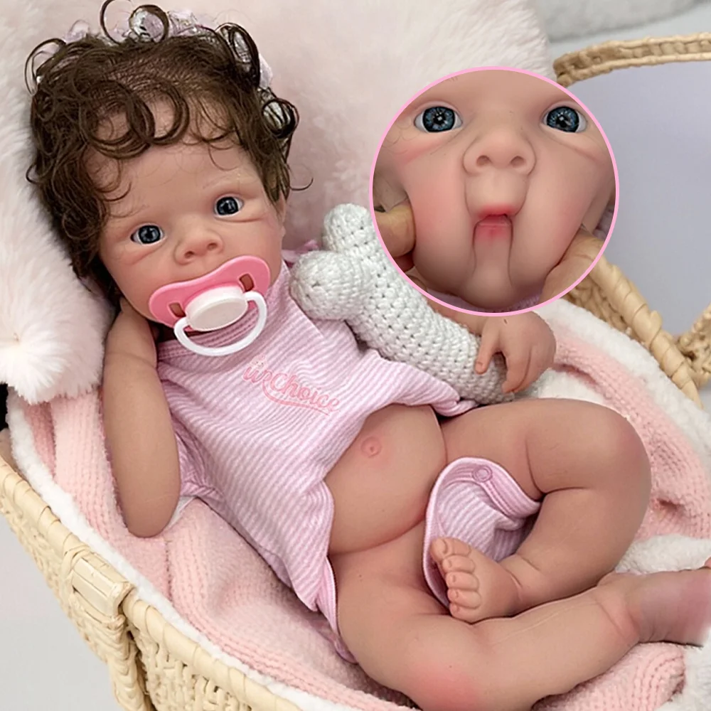 

20" Realistic Open Mouth Silicone Reborn Baby Girl With Hair Betty Handmade Lifelike Newborn Baby Doll For Art Collection Gift