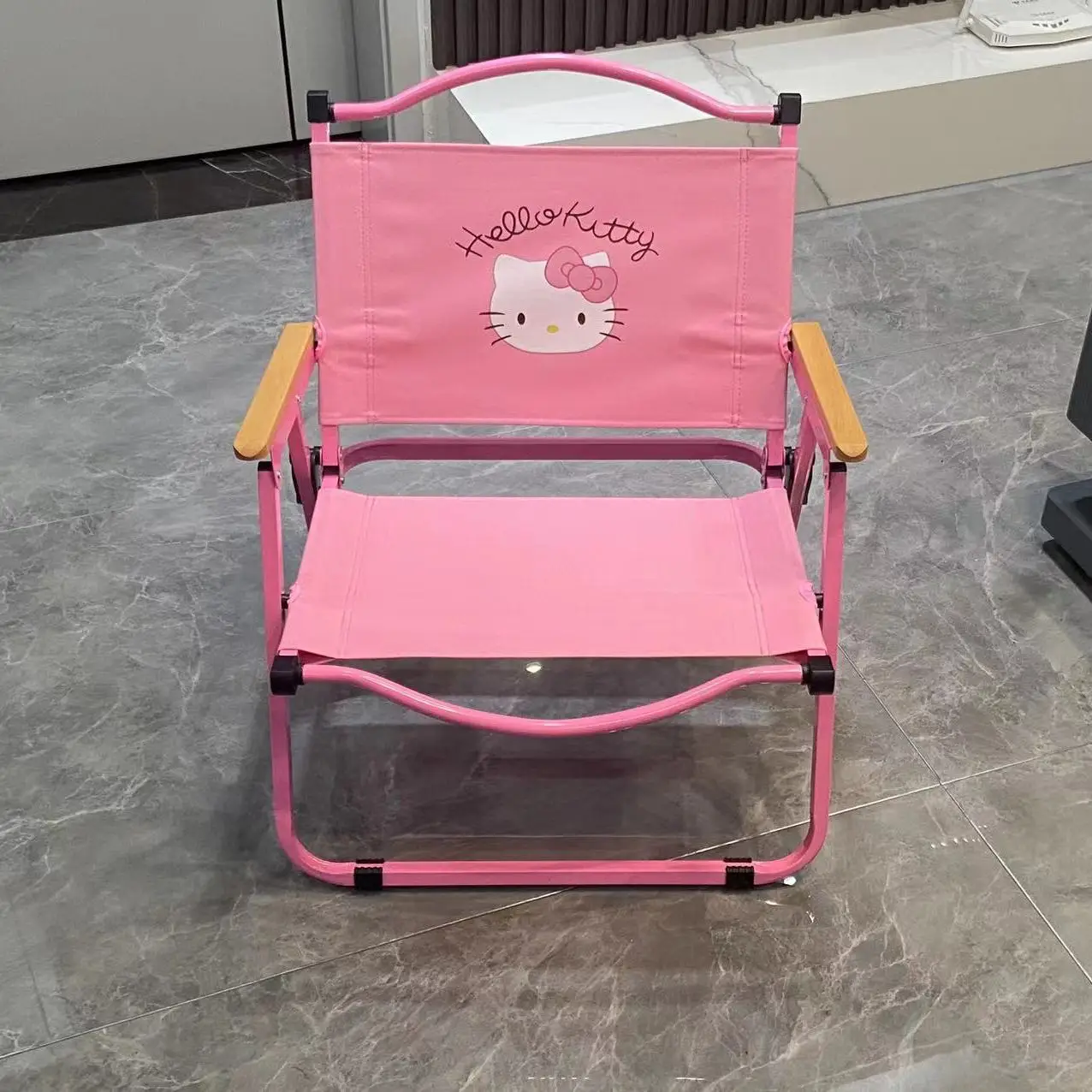 Kawaii Hello Kittys Chair Cartoon Sanrios Outdoor Beach Folding Chair Parent-Child Camping Portable Stool Picnic Home Chair Gift