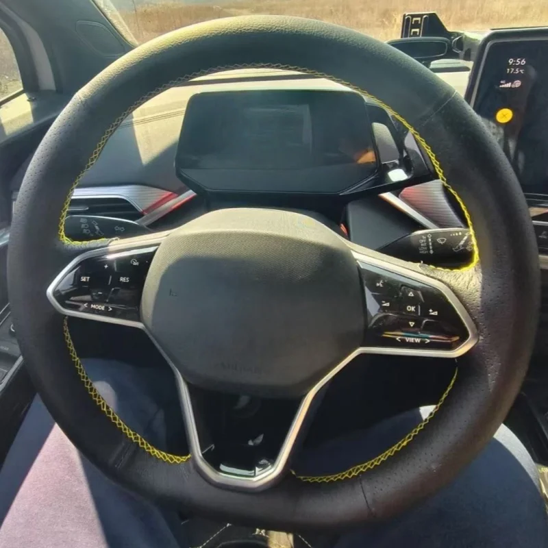 

Custom Auto Interior Hand-stitched Black Microfiber Leather Car Steering Wheel Cover For VW Golf 8 MK8 VIII Golf R GTI 2019-2022