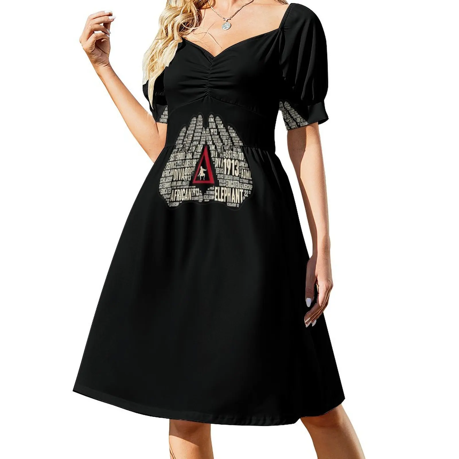 

Delta 1913 Hand Sign Elephant Sigma Theta Words Short-Sleeved Dress elegant dress women dress summer dresses women 2025