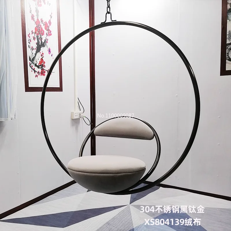 Bedroom round indoor princess swing hanging chair balcony stainless steel leisure chair home hanging basket hanging cradle chair