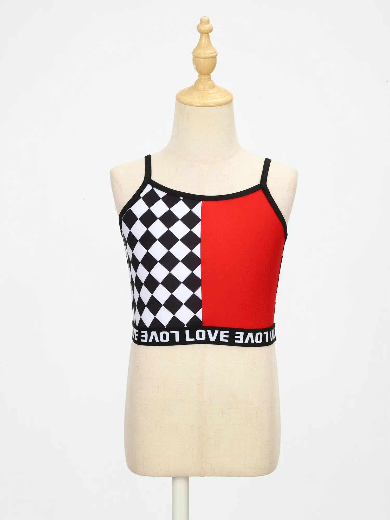 

Kids Girls Hip Hop Modern Dance Clothes Camisole Color Block Letter Print Cropped Top for Dancing Training Stage Performance