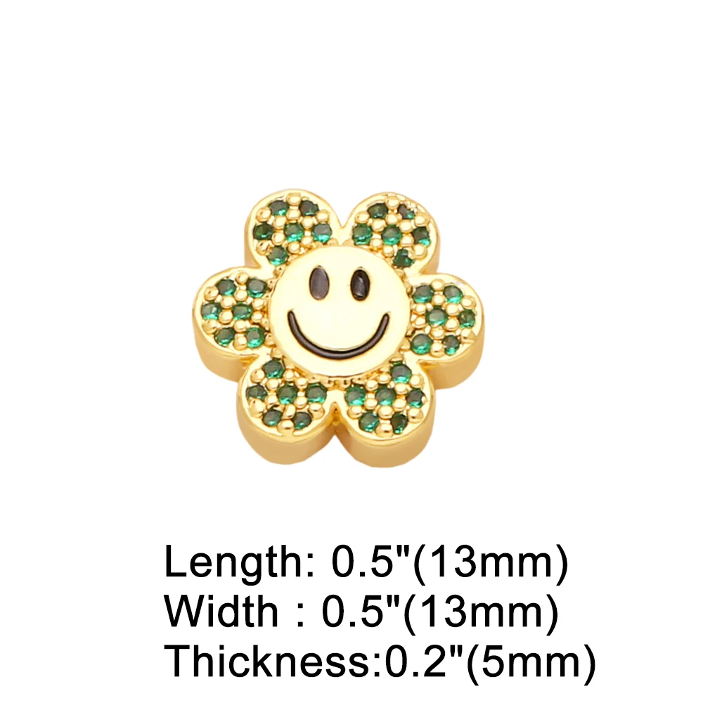 OCESRIO Multiple Color Sunflower Charms for Bracelet Necklace Handmade DIY CZ Copper Gold Plated Jewelry Making Supplies chma188