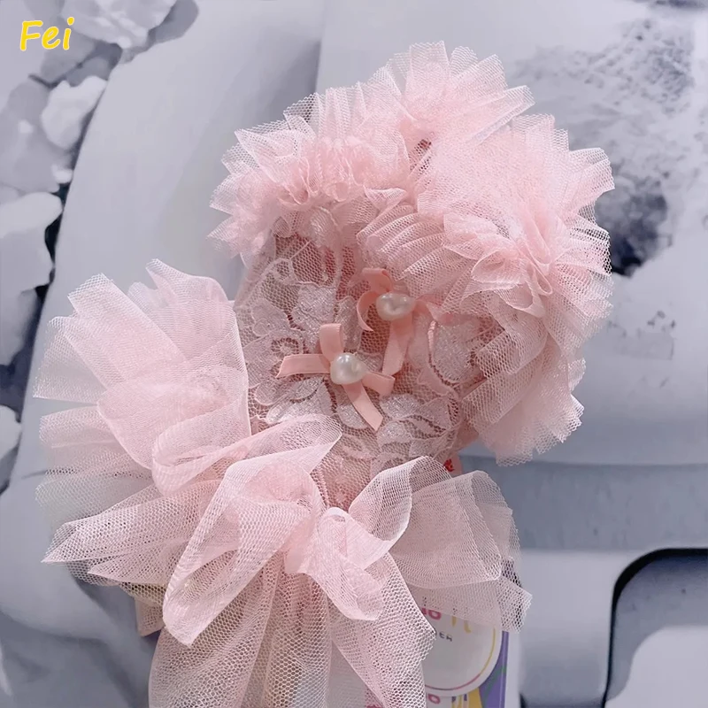 

Korean Pink Pet Dog Clothes Fashion Simple Hollow Lace Princess Dresses For Small Medium Dog Chihuahua Cute Puppy Dog Outfits
