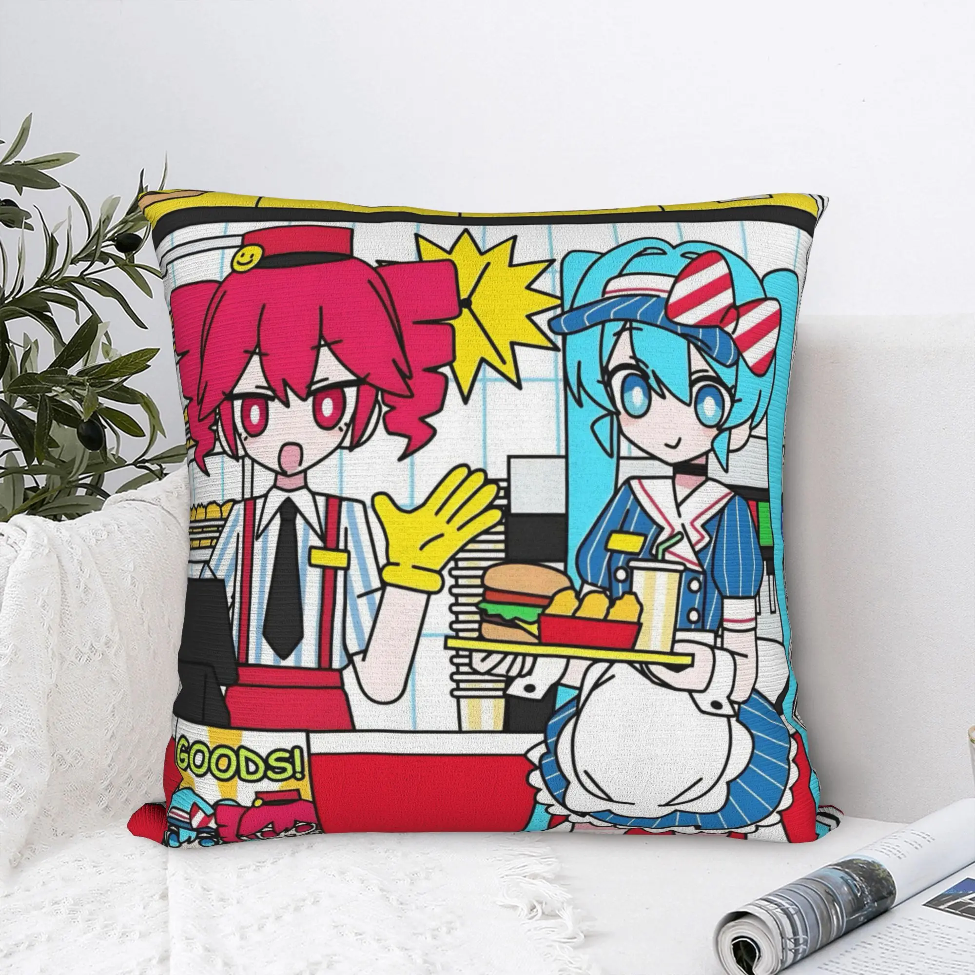 Housse de coussin carrée Mesmerizer Kasane Teto, housse de coussin Kawaii, chanteuse virtuelle, housse de coussin décorative en polyester pour siège 45x45cm