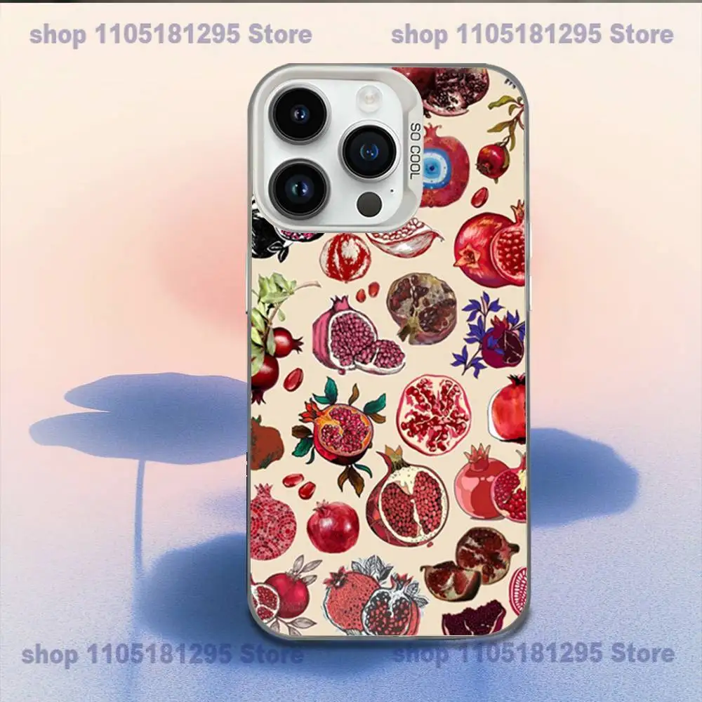 حافظة هاتف مطلية بالرمان الفاكهة لهاتف آيفون XR,17,16,15,14,13,12,11,X,Mini,Pro,E,MAX غطاء مقاوم للصدمات من الحلوى البيضاء غير اللامعة #5