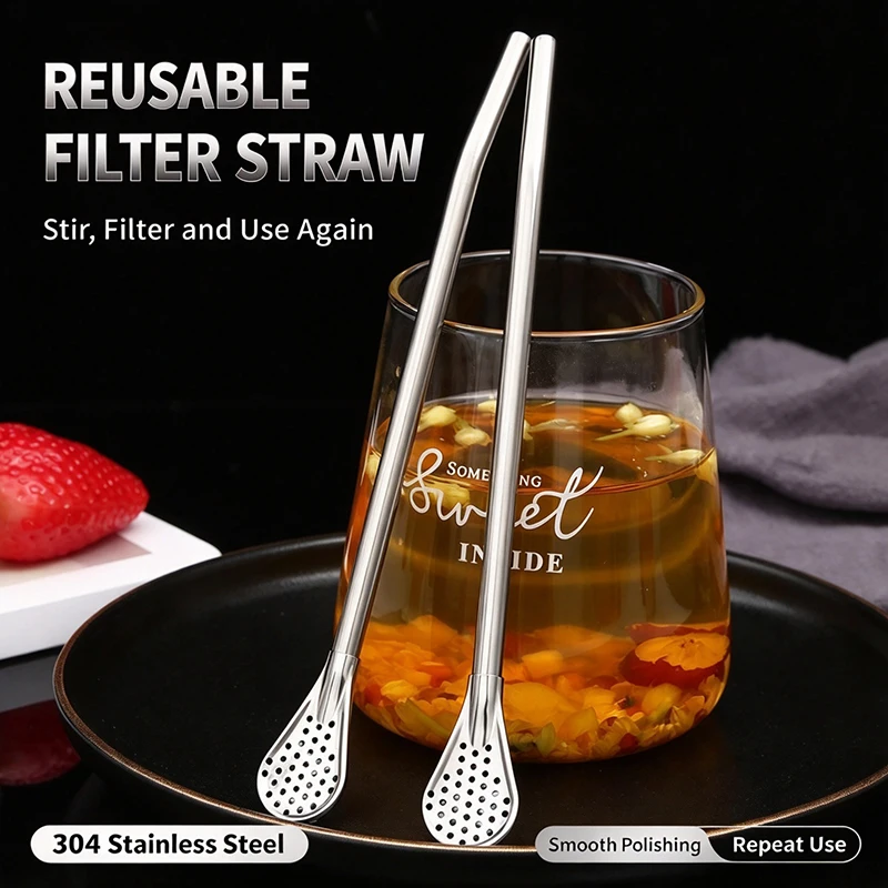 Yerba Mate Bulb Washable Drinking Straw Filter Handmade Yerba Mate Stainless Steel Tea Bombilla Gourd Practical Drinks Tools
