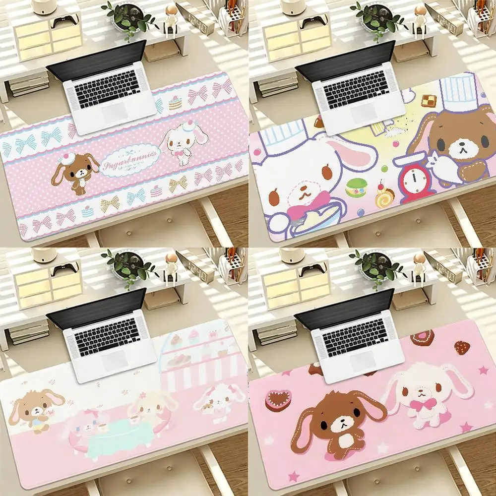 S-Sugarbunnies Gaming Mouse Pad Non-Slip Lock Stitched Edge Large Office Desk Mat For Computer And Keyboard