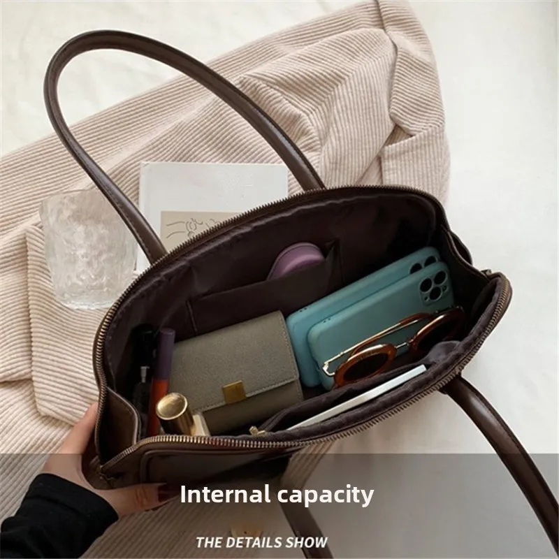Classic Leather Handbag, Retro Simple Underarm Bag, Elegant Stylish Tote Bag for Women Everyday Casual Versatile Shoulder Bag view 6