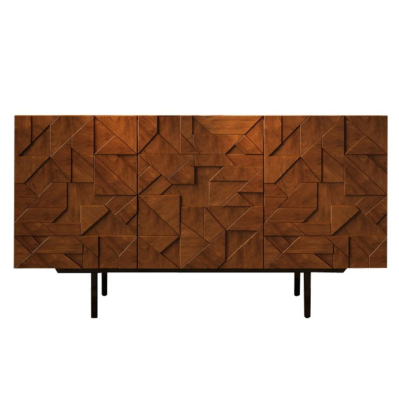 

Medieval retro solid wood dining side cabinet, light luxury entrance decoration living room storage multi-functional storage c