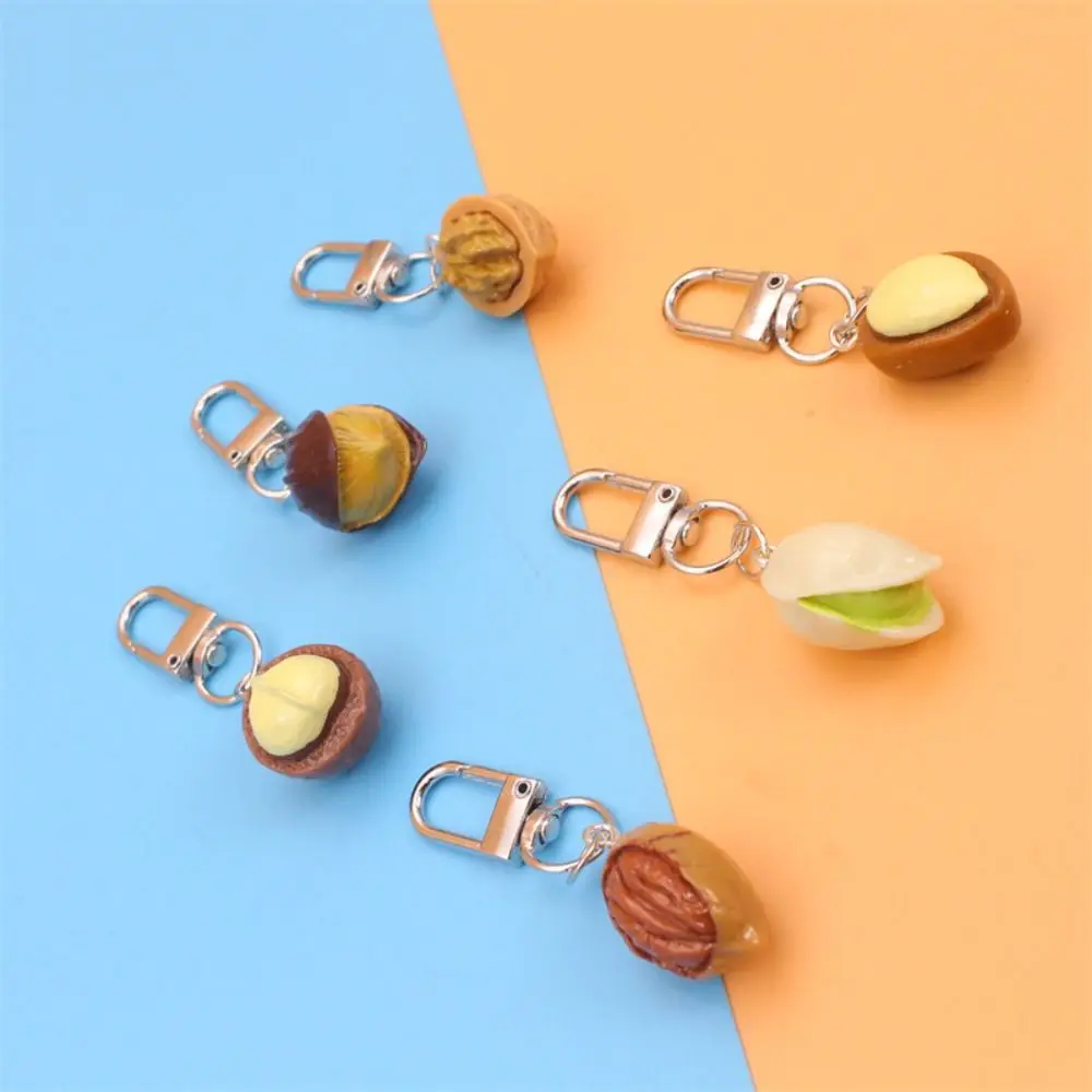 Cute Mini Simulation Food Toy Model Keychain Creative Nut Bag Pendant for Student Children Gifts Charms Car Key Ring Wholesales