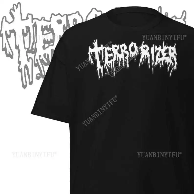 Terrorizer T-Shirt Death Metal Band, Fashionable Rock Music Fan Gift, Round Neck, Pure Cotton, Short Sleeve, Top, Gothic