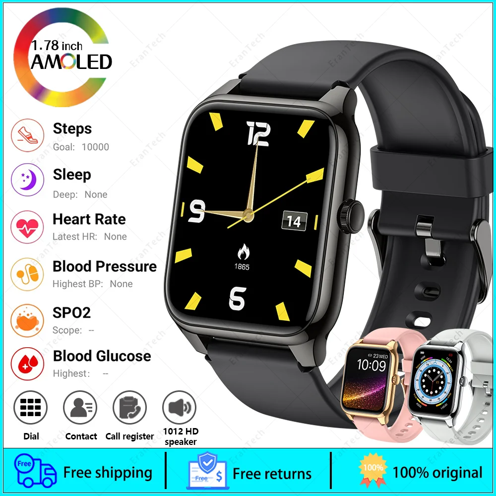 

2024 Smartwatch Men Women 1.78" AMOLED Screen Smart Watch Bluetooth Call 100 Sports Modes Fashion Business Clock for IOS Android