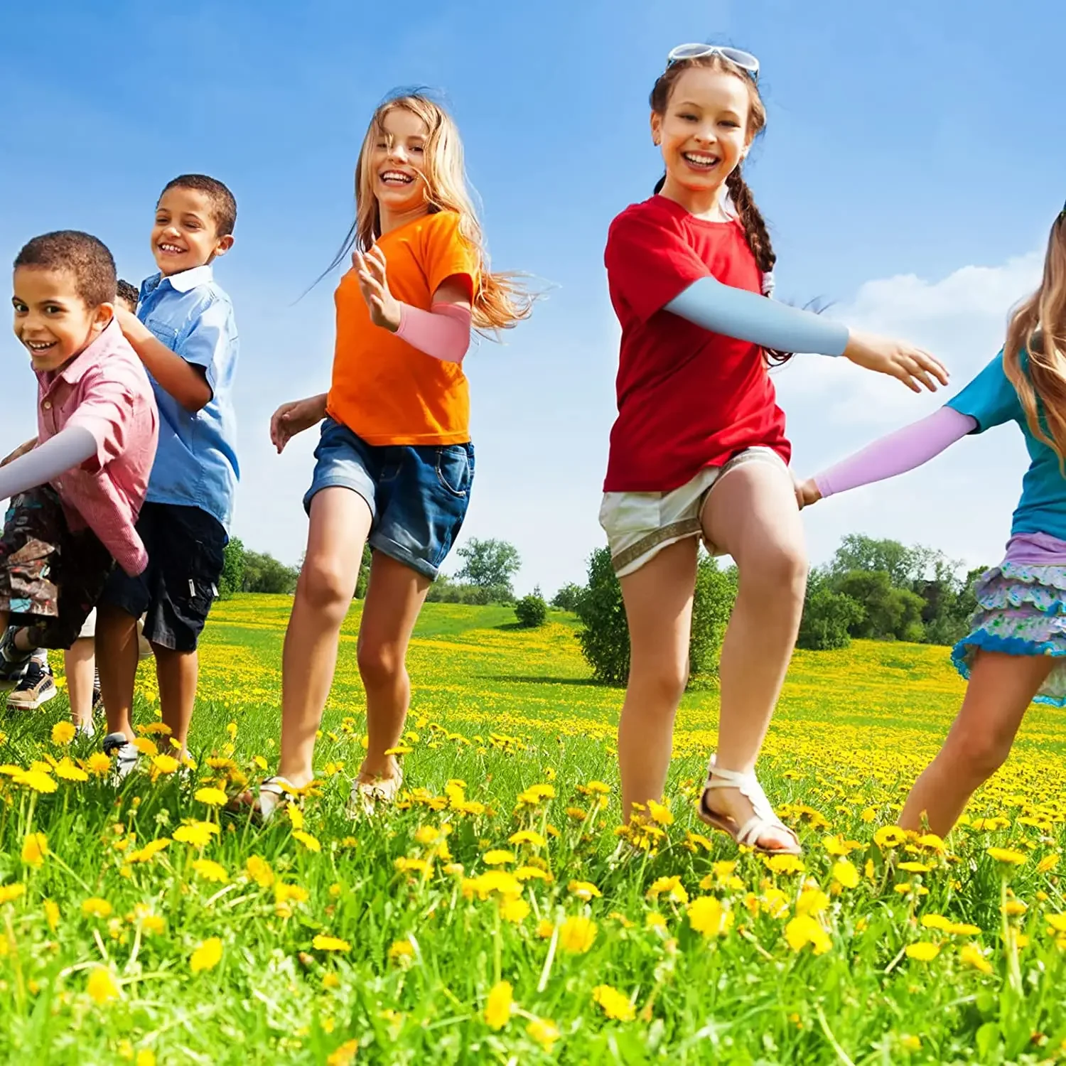 Manga de Braço Protetora UV Infantil, Punho de Gelo Elástico, Aquecedor de Braço Ciclismo, Arrefecimento, Esportes, Meninos, Meninas, 5-12 anos, 1